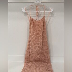 Halter Top Elegant Peach Textured Dress